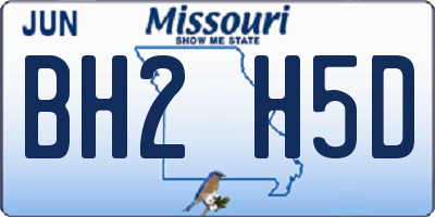 MO license plate BH2H5D
