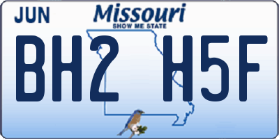 MO license plate BH2H5F