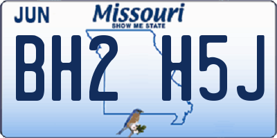MO license plate BH2H5J