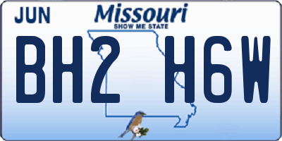 MO license plate BH2H6W