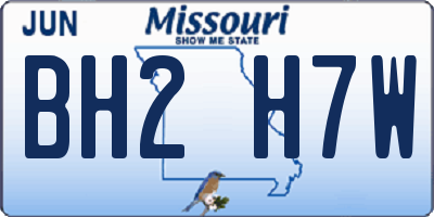 MO license plate BH2H7W