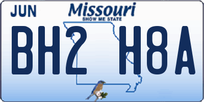 MO license plate BH2H8A