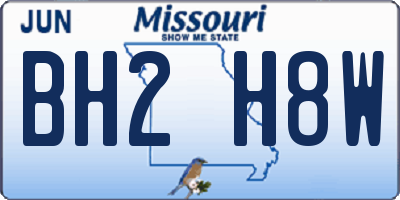 MO license plate BH2H8W