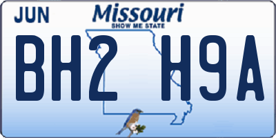MO license plate BH2H9A
