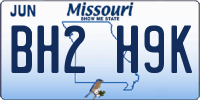 MO license plate BH2H9K