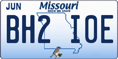 MO license plate BH2I0E
