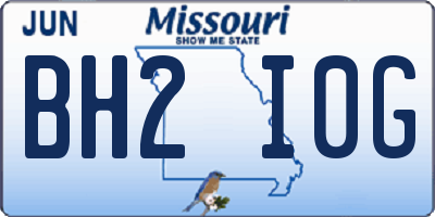MO license plate BH2I0G