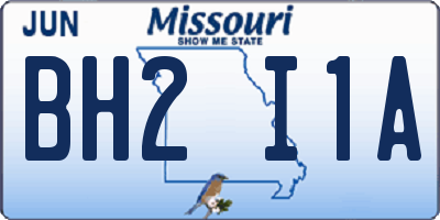 MO license plate BH2I1A