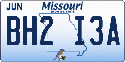 MO license plate BH2I3A