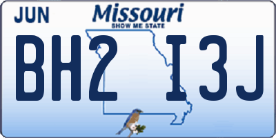 MO license plate BH2I3J