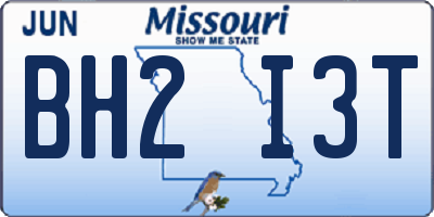 MO license plate BH2I3T