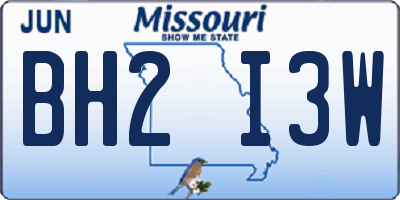 MO license plate BH2I3W