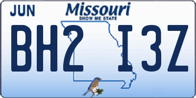 MO license plate BH2I3Z