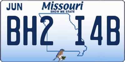 MO license plate BH2I4B