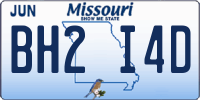 MO license plate BH2I4D