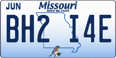 MO license plate BH2I4E