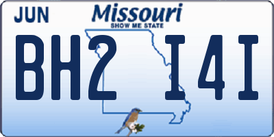MO license plate BH2I4I