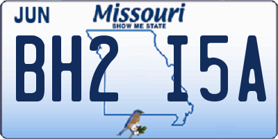 MO license plate BH2I5A