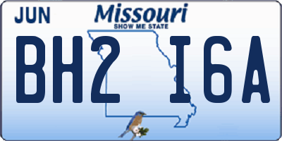 MO license plate BH2I6A
