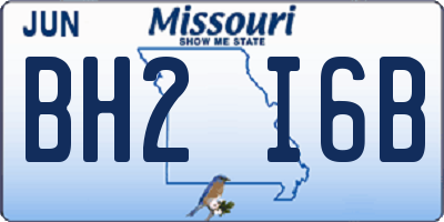 MO license plate BH2I6B