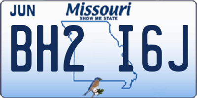 MO license plate BH2I6J