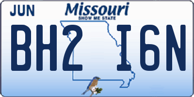 MO license plate BH2I6N