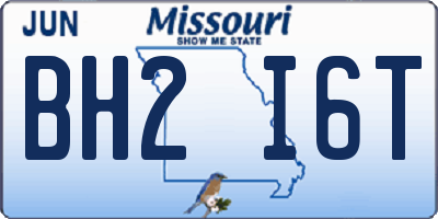 MO license plate BH2I6T