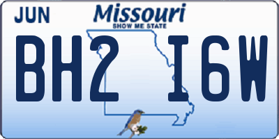 MO license plate BH2I6W