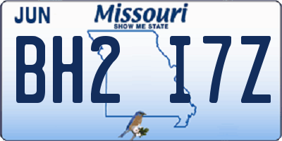 MO license plate BH2I7Z