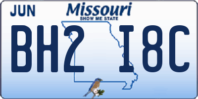 MO license plate BH2I8C