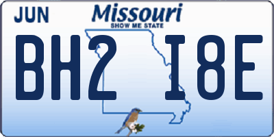MO license plate BH2I8E