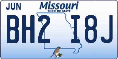 MO license plate BH2I8J
