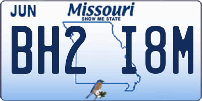 MO license plate BH2I8M