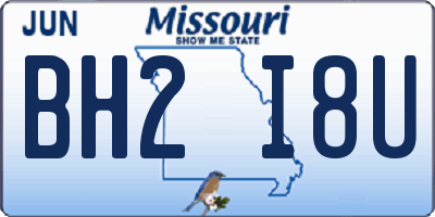 MO license plate BH2I8U