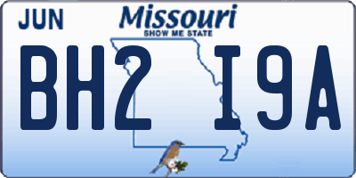 MO license plate BH2I9A