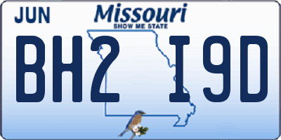 MO license plate BH2I9D