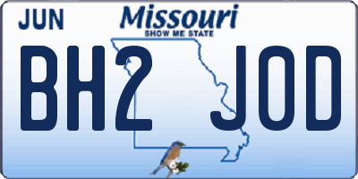 MO license plate BH2J0D
