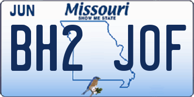 MO license plate BH2J0F