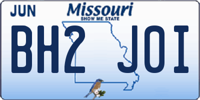 MO license plate BH2J0I