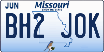 MO license plate BH2J0K
