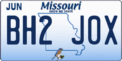 MO license plate BH2J0X