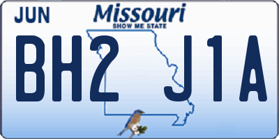 MO license plate BH2J1A