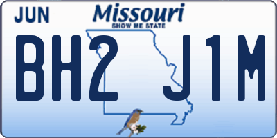 MO license plate BH2J1M