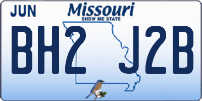 MO license plate BH2J2B