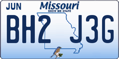 MO license plate BH2J3G