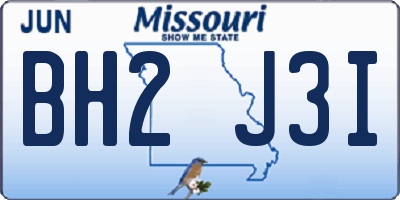 MO license plate BH2J3I