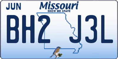 MO license plate BH2J3L