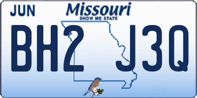 MO license plate BH2J3Q