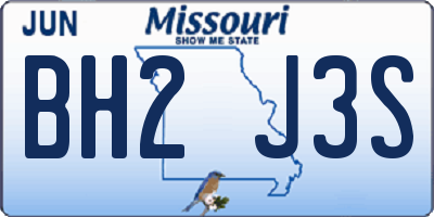 MO license plate BH2J3S