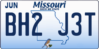MO license plate BH2J3T